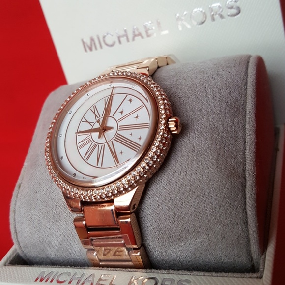 NEW MICHAEL KORS ROSEGOLD CRYSTAL BRACELET WATCH - Picture 3 of 8